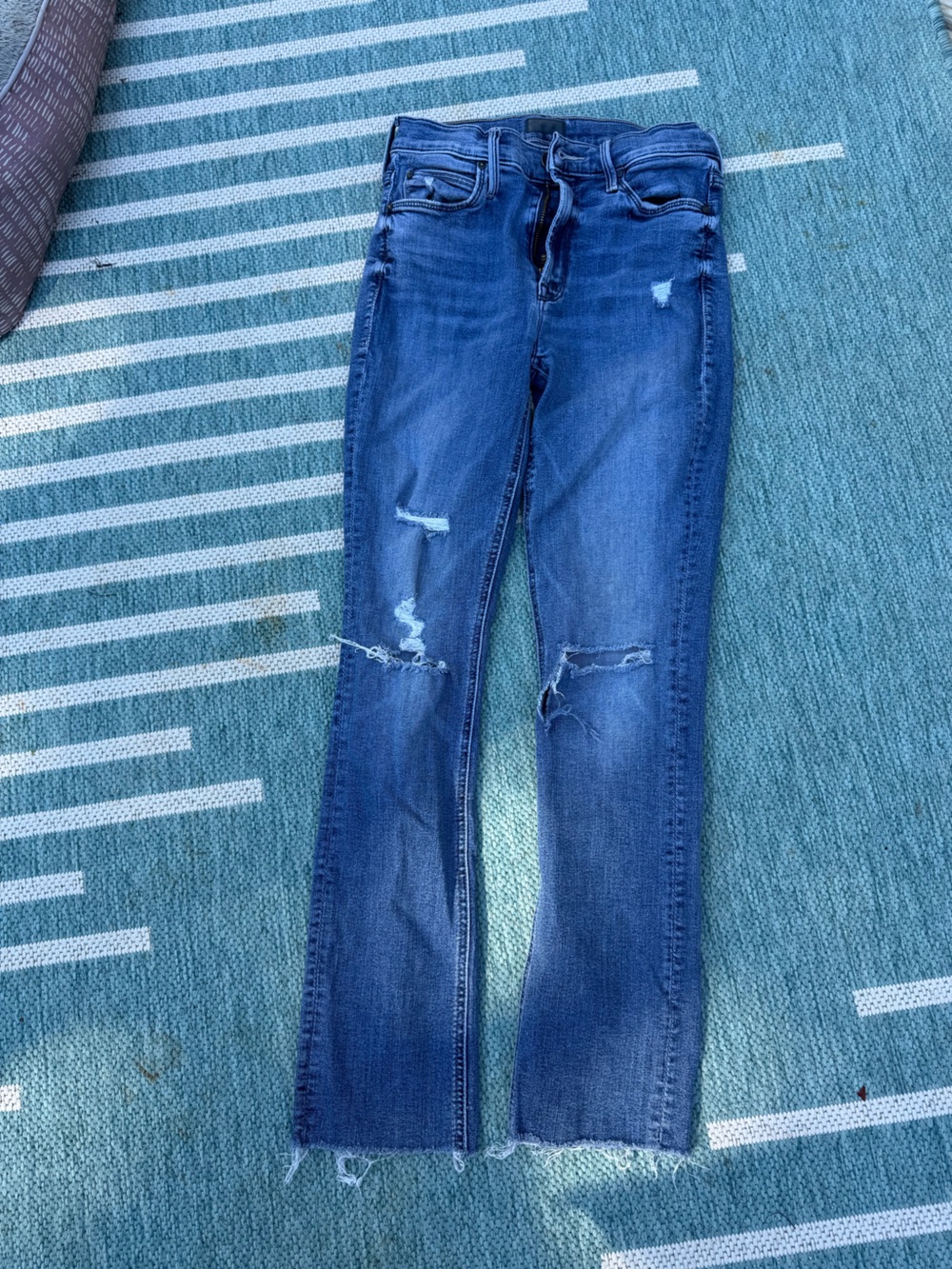 MOTHER Women's Midrise dazzler Straight Leg Jeans with ankle fray size 26